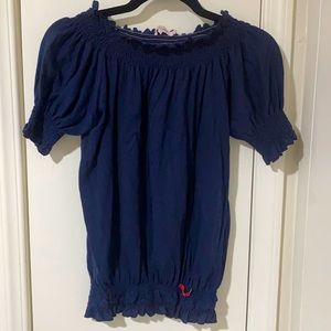 Size:Large Blue Top Off Shoulder